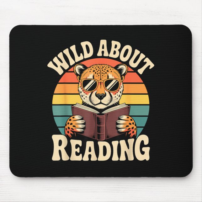 Wild about reading funny reading week  mouse pad (Front)