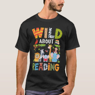 Wild About Reading Kid Love Wild Animal Books Back T-Shirt