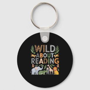 Wild about reading reading books and bookworm key ring