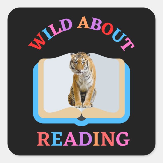 WILD ABOUT READING SQUARE STICKER (Front)