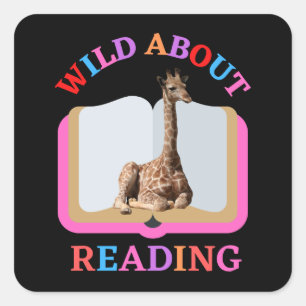 WILD ABOUT READING SQUARE STICKER