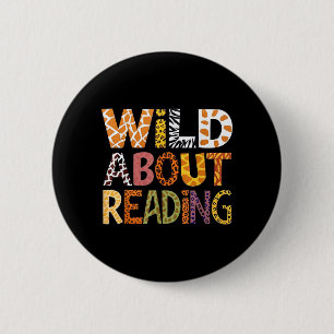Wild About Reading Teacher Back to School Animal 6 Cm Round Badge