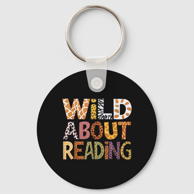 Wild About Reading Teacher Back to School Animal Key Ring (Front)