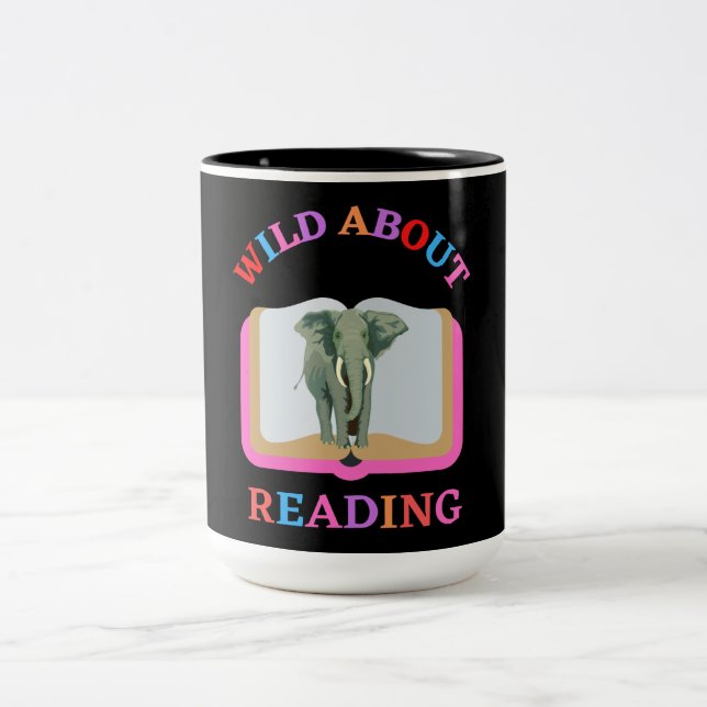 WILD ABOUT READING Two-Tone COFFEE MUG (Center)