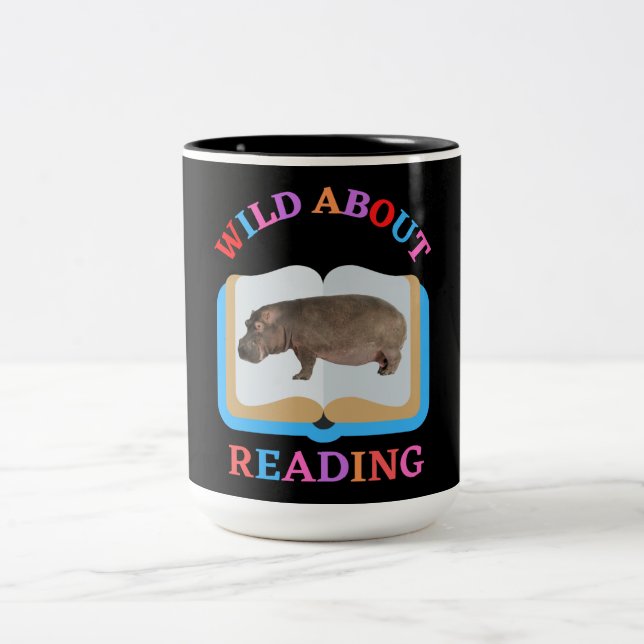 WILD ABOUT READING Two-Tone COFFEE MUG (Center)