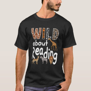 Wild About Reading Zoo Animals Cute Book Lover T-Shirt
