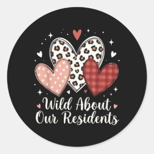 Wild About Residents Valentines CNA Nurse Men Classic Round Sticker