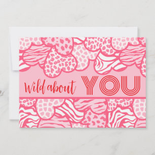 Wild About You Blush Pink Wild Hearts Valentine Holiday Card