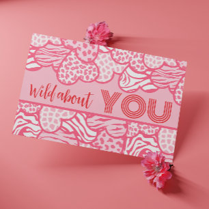 Wild About You Blush Pink Wild Hearts Valentine Postcard