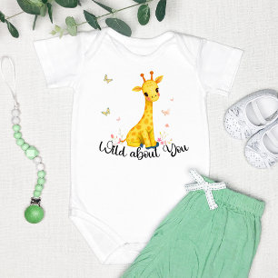 "Wild About You" Cute Giraffe  Baby Bodysuit