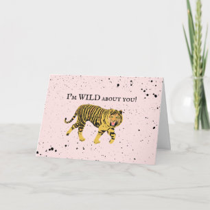 Wild About You Valentine Tiger Kids Classroom Post Card
