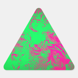 Wild Abstract Hot Pink and Neon Green Design Triangle Sticker