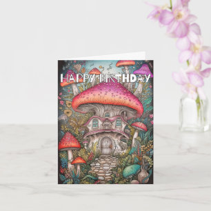Wild Abstract Mushroom Illustration Birthday Card
