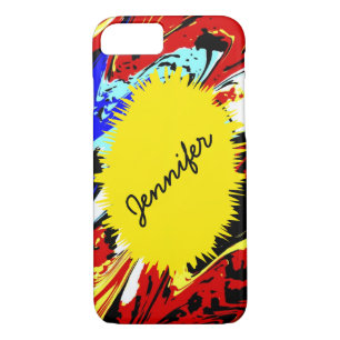 Wild Abstract & Yellow, Personalised Name, iPhone 8/7 Case