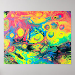 Wild Acrylic Fluid Art Abstract Poster