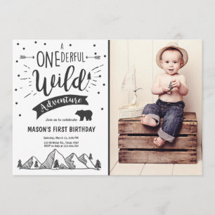 Wild adventure First birthday invitation Wild one