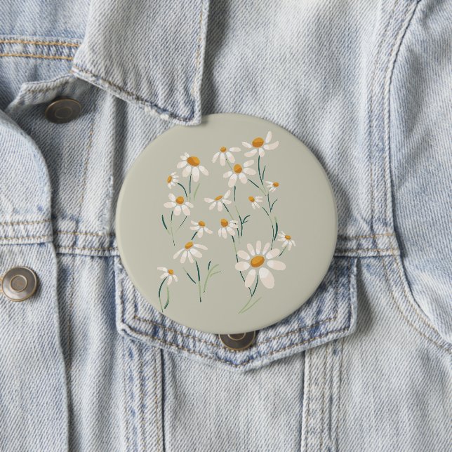 Wild Aesthetic Chamomile Camomile Delicate Flowers 10 Cm Round Badge (In Situ)