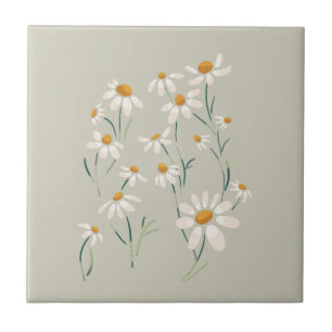 Wild Aesthetic Chamomile Camomile Delicate Flowers Ceramic Tile