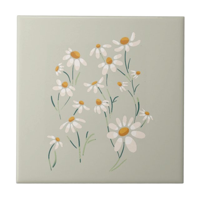 Wild Aesthetic Chamomile Camomile Delicate Flowers Ceramic Tile (Front)