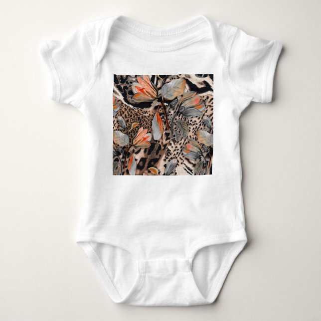 Wild African Animal Skin Pattern Baby Bodysuit (Front)