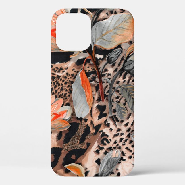 Wild african animal skin with browm flowers patter Case-Mate iPhone case (Back)