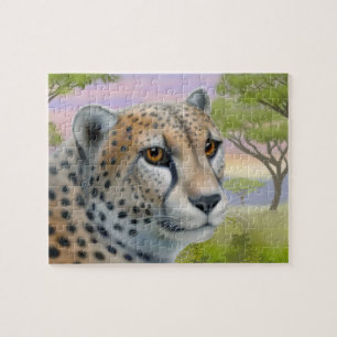 Wild African Cheetah on Savannah Puzzle