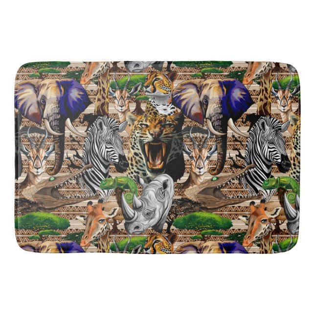 Wild African Savanna Animals Bath Mat (Front)