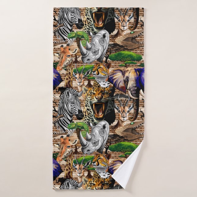 Wild African Savanna Animals Bath Towel Set (Bath Towel)