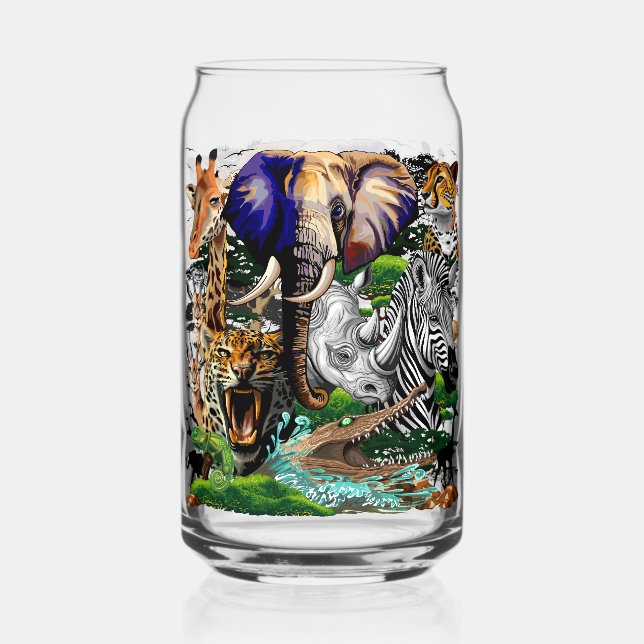 Wild African Savanna Animals Can Glass (Front)