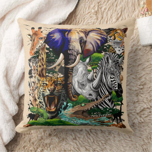 Wild African Savanna Animals Cushion