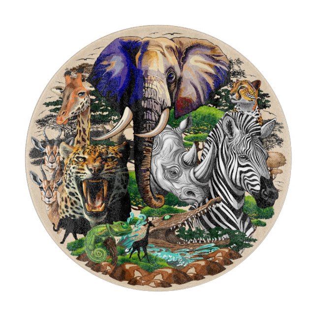 Wild African Savanna Animals Cutting Board (Front)