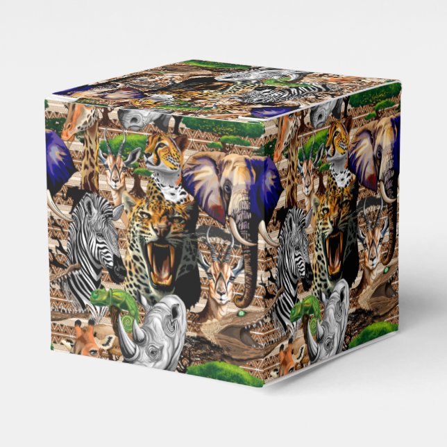 Wild African Savanna Animals Favour Box (Front Side)