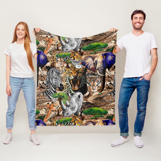 Wild African Savanna Animals Fleece Blanket (In Situ)