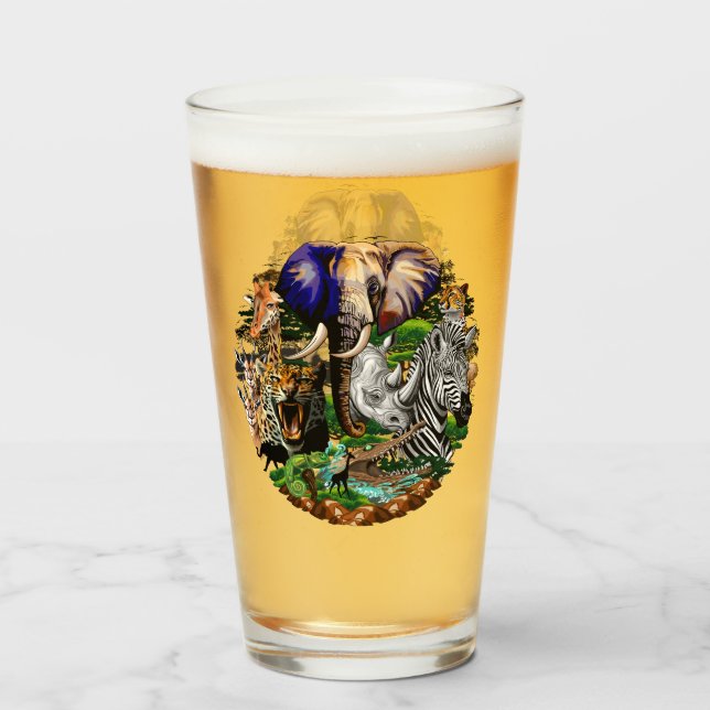 Wild African Savanna Animals Glass (Front Filled)