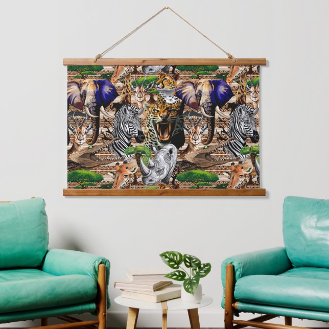 Wild African Savanna Animals Hanging Tapestry (Living Room)