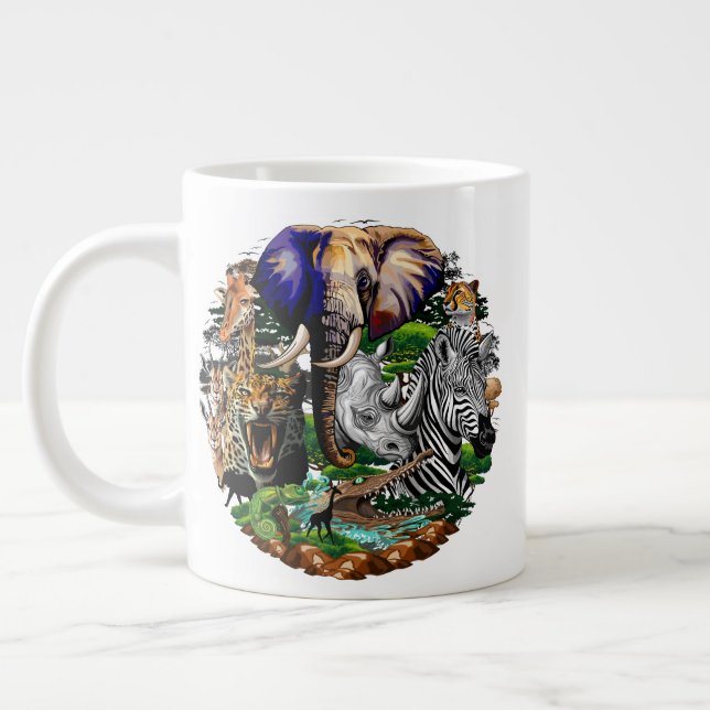 Wild African Savanna Animals Large Coffee Mug (Left)