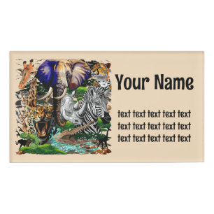 Wild African Savanna Animals Name Tag