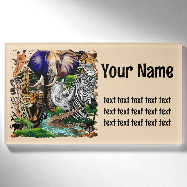 Wild African Savanna Animals Name Tag (Front)