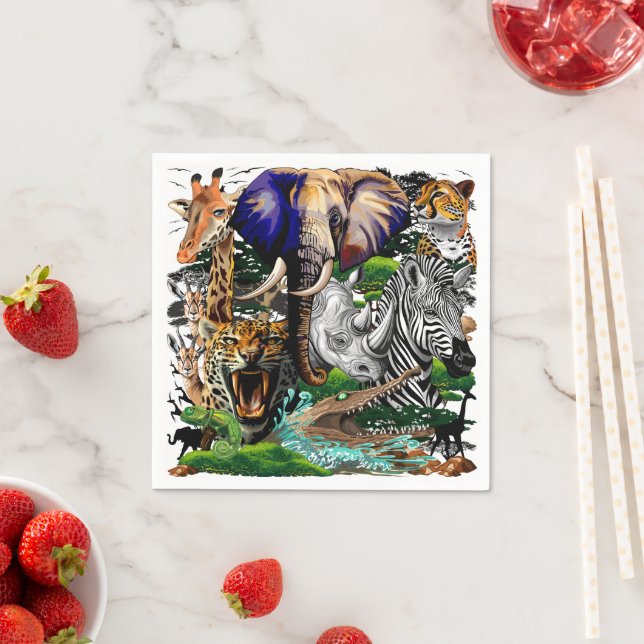 Wild African Savanna Animals Napkin (Insitu)