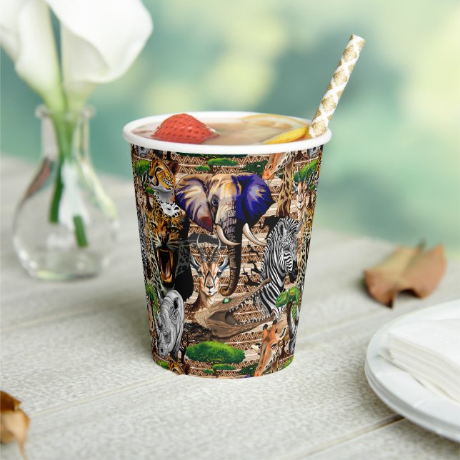 Wild African Savanna Animals Paper Cups (Insitu)