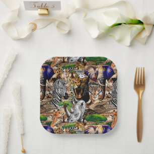 Wild African Savanna Animals Paper Plate