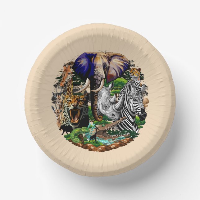 Wild African Savanna Animals Paper Plate (Front)