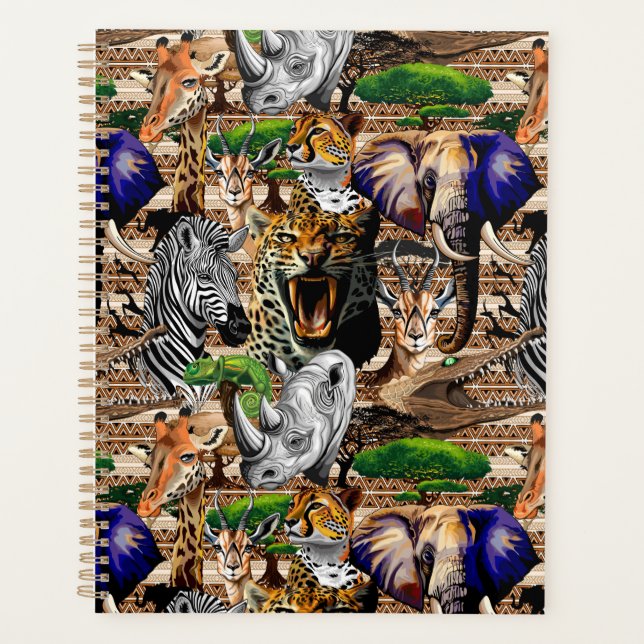 Wild African Savanna Animals Planner (Front)