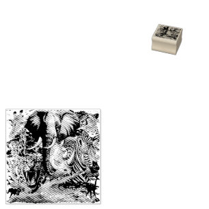 Wild African Savanna Animals Rubber Stamp