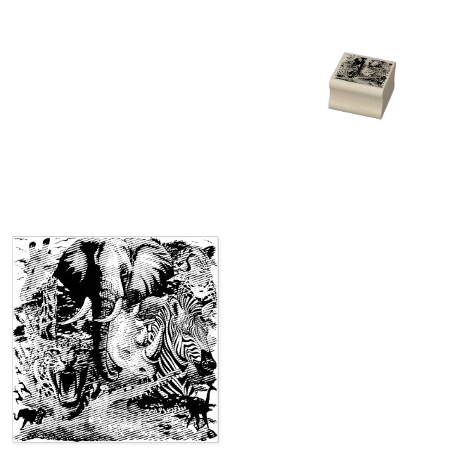 Wild African Savanna Animals Rubber Stamp (Stamped)