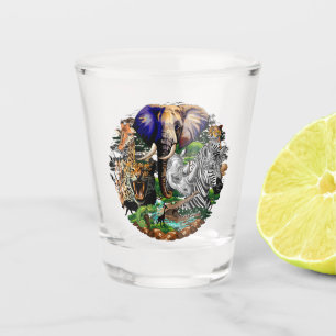 Wild African Savanna Animals Shot Glass