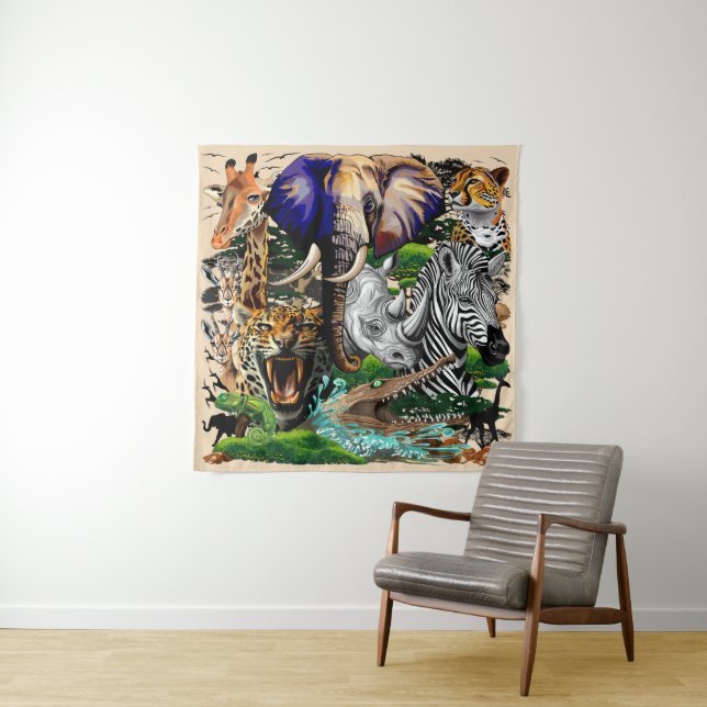 Wild African Savanna Animals Tapestry (In Situ)