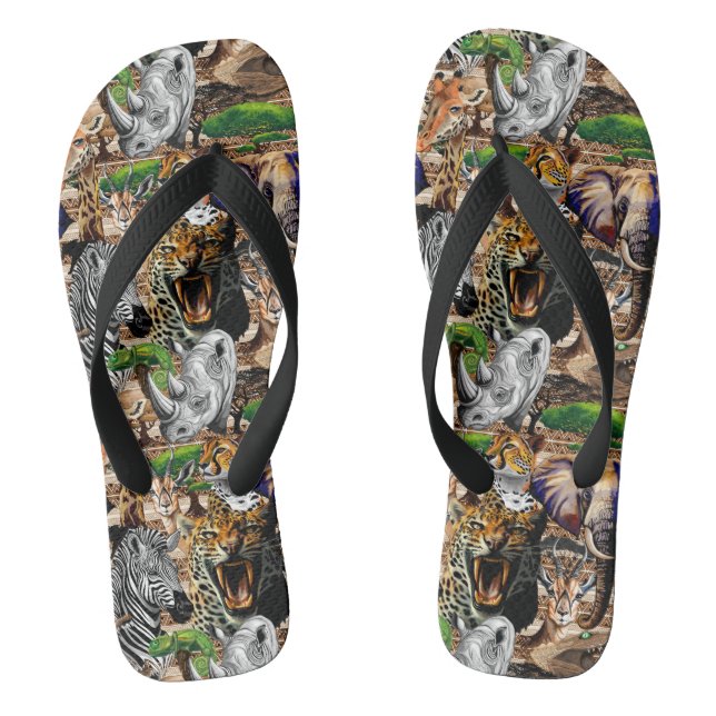 Wild African Savanna Animals Thongs (Footbed)
