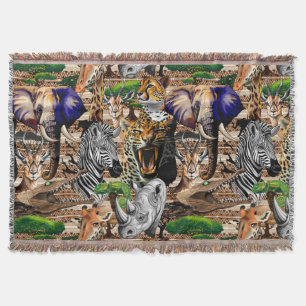 Wild African Savanna Animals Throw Blanket