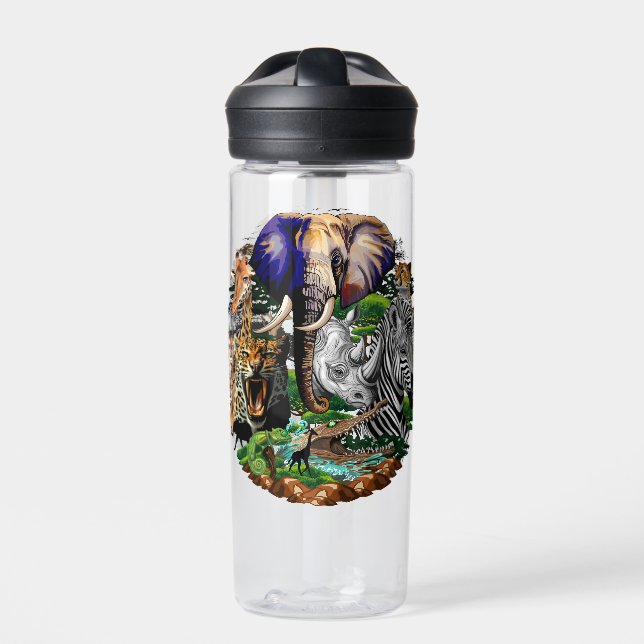 Wild African Savanna Animals Water Bottle (Front)